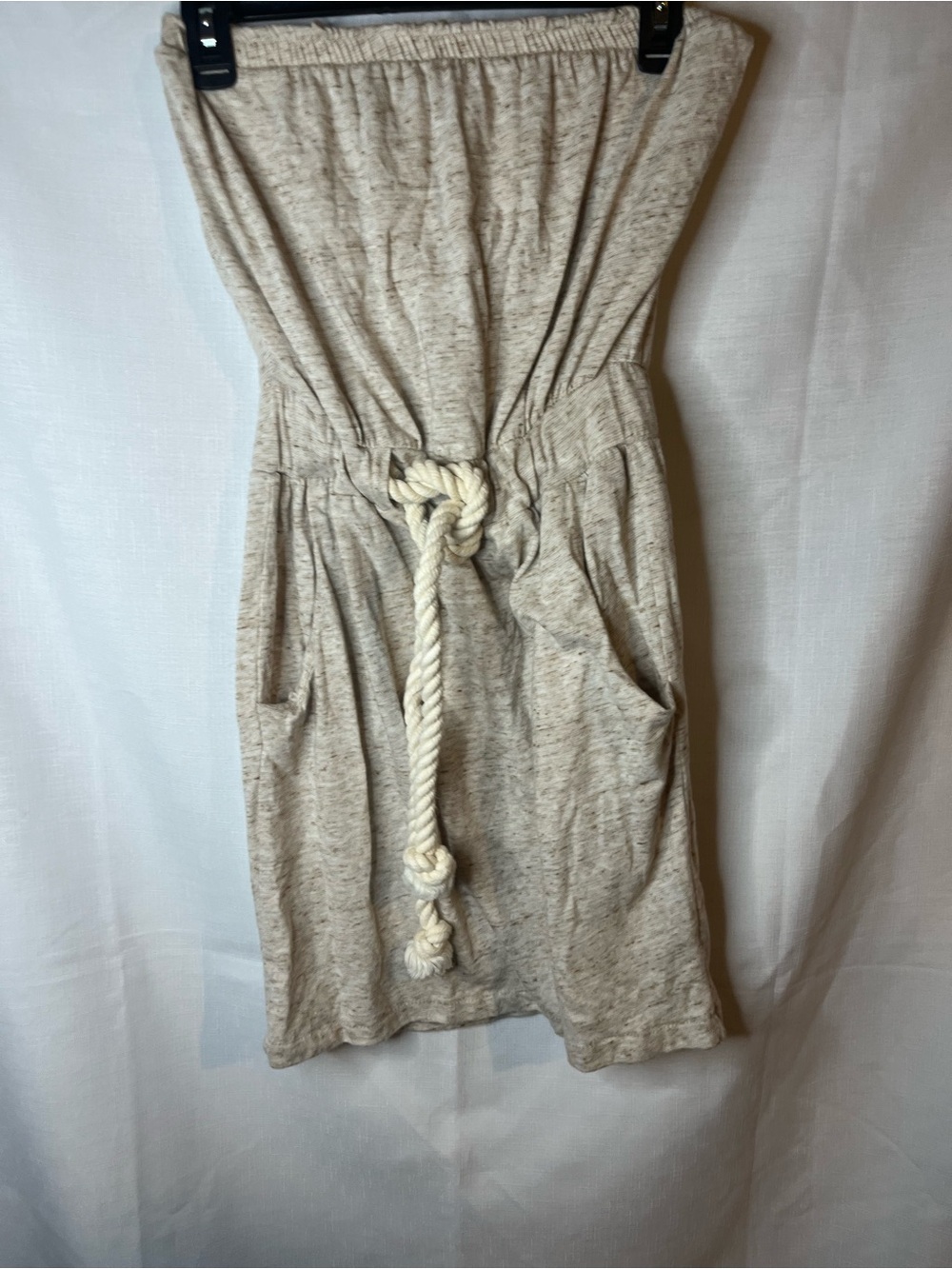 Alternative Neutral Strapless Knit Dress with Rope Belt